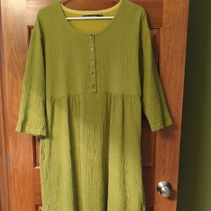Gudrun Sjoden Lime Green Textured Midi Dress